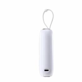  Mini powerbank m Lightning og USB-C kabler - 10.000mAh - 22,5W - Hvid