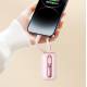 Mini powerbank m Lightning og USB-C kabler - 10.000mAh - 22,5W - Pink