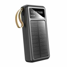 Dudao solcelle powerbank med Lightning, microUSB, USB og USB-C kabler - 20.000 mAh