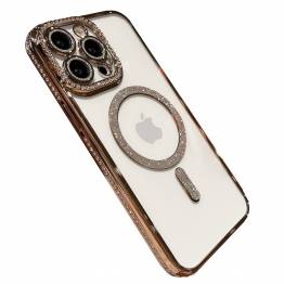 iPhone 13 Pro Max MagSafe cover med rhinsten - Guld