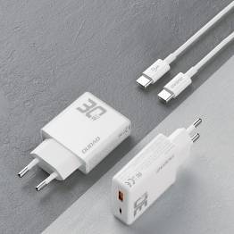  Dudao GaN 30W PD oplader USB-C / USB-A inkl 1m USB-C kabel - Hvid