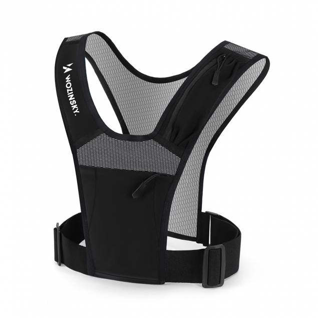 Justerbar refleksvest til løb og cykling med 4 lommer - Sort/Grå Justerbar refleksvest til løb og cykling med 4 lommer - Sort/Grå