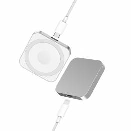 Pocket-size 3-i-1 Qi trådløs oplader - sølv