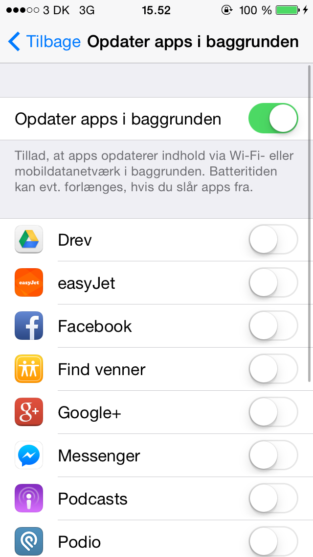 Opdater Apps i Baggrunden